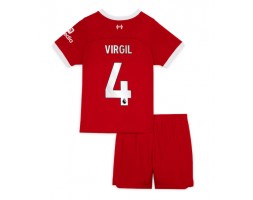 Liverpool Virgil van Dijk #4 Koszulka Podstawowych Dziecięca 2023-24 Krótki Rękaw (+ Krótkie spodenki)